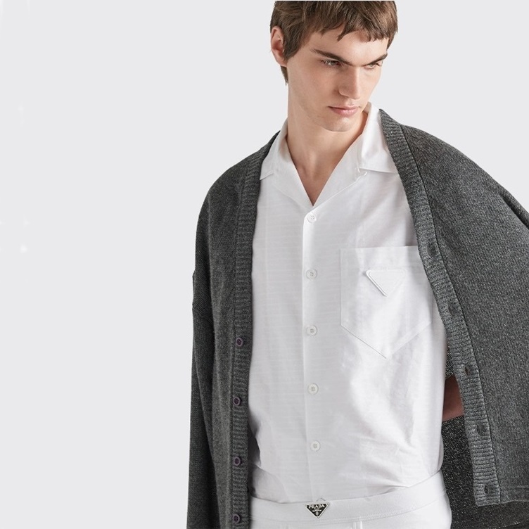 プラダメンズモダンホワイト半袖シャツr580