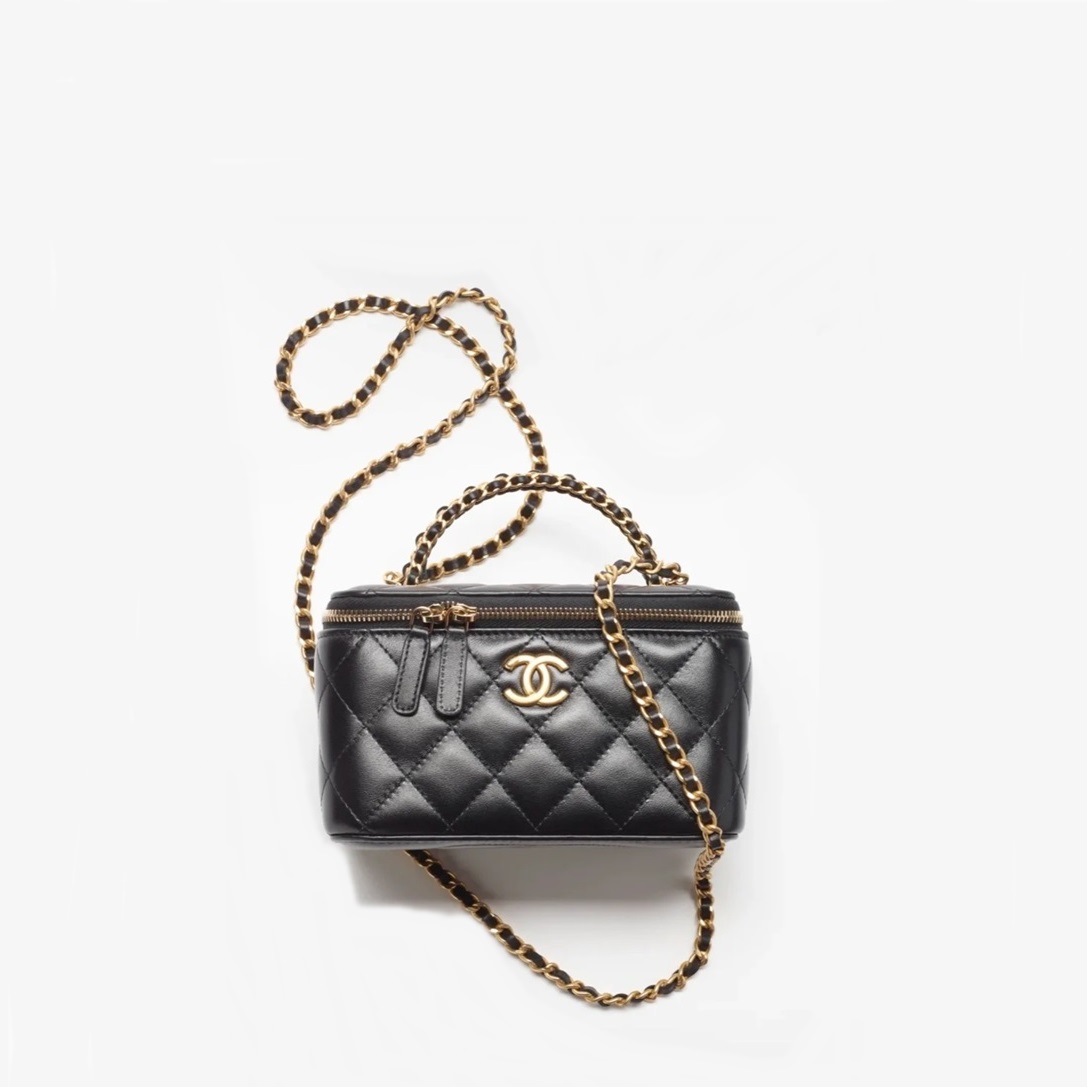 シャネルレディースブラックトップハンドルh454