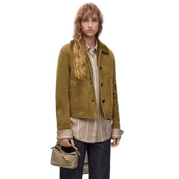 ロエベレディースグリーンパズルバッグe754