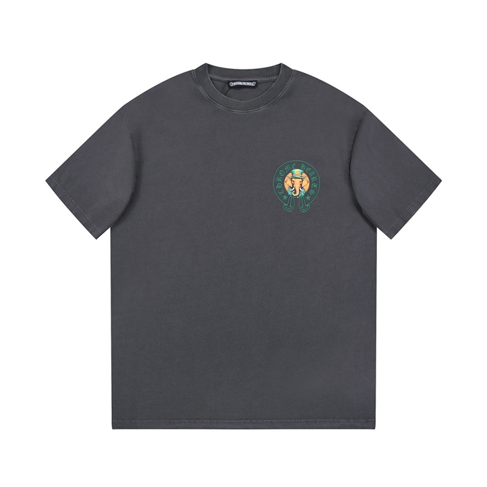 クロムハーツメンズグレークルーネック半袖Tシャツh172