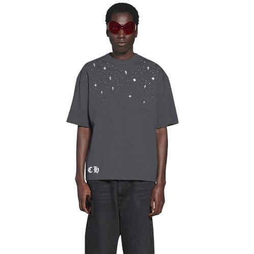 クロムハーツメンズグレークルーネック半袖Tシャツh176