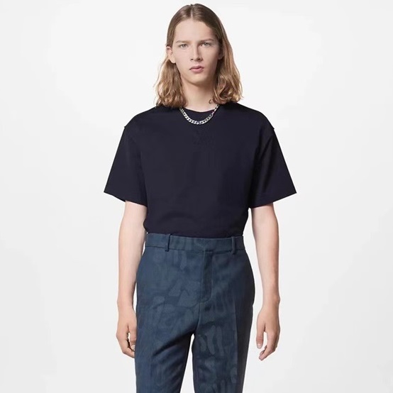 ルイヴィトンメンズクルーネックブラック半袖Tシャツv1476