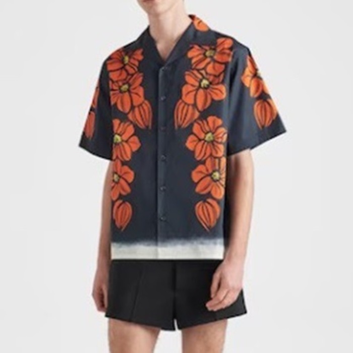 プラダメンズブルーポロ半袖Tシャツr594