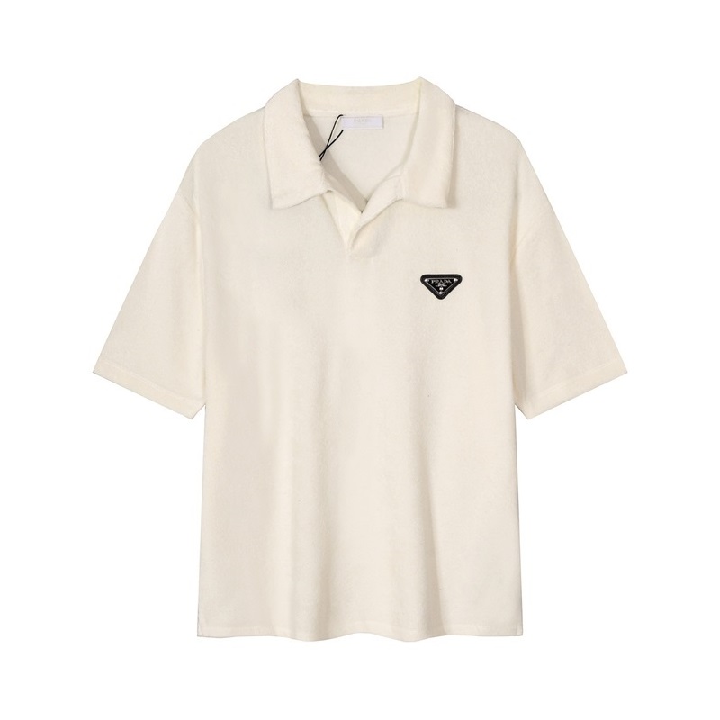 プラダメンズアイボリーポロ半袖Tシャツr597