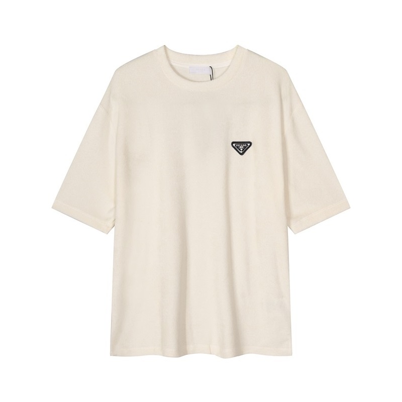 プラダメンズアイボリークルーネック半袖Tシャツr599