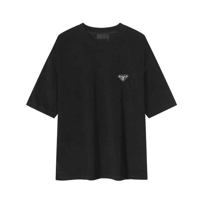 プラダメンズブラッククルーネック半袖Tシャツr600