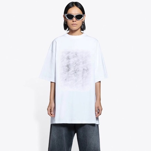 バレンシアガメンズホワイトクルーネック半袖Tシャツa510