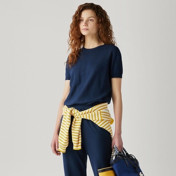 ロロピアーナレディースネイビー半袖Tシャツp05