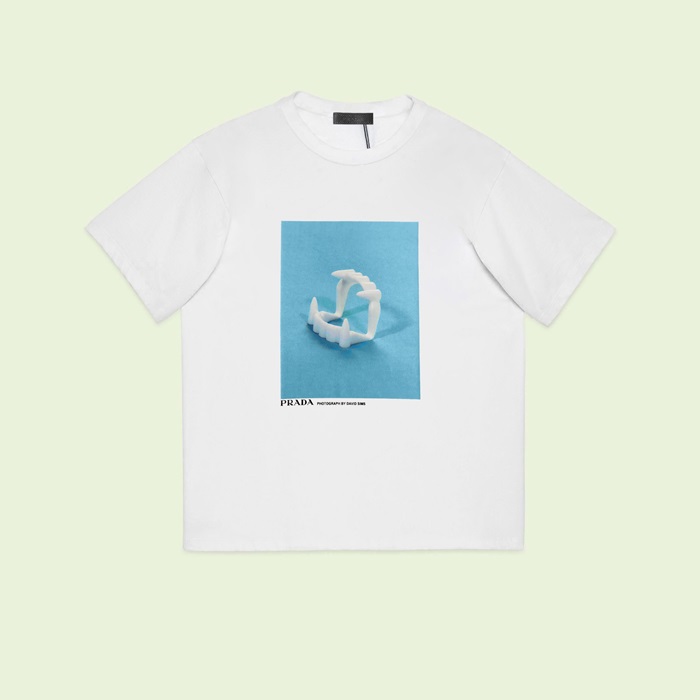 プラダメンズクルーネックホワイト半袖Tシャツr614