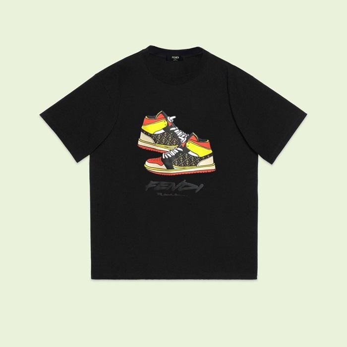 ェンディメンズブラッククルーネック半袖Tシャツe155