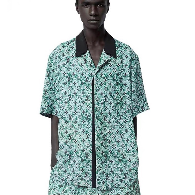 ルイヴィトンメンズブルー半袖シャツv1522