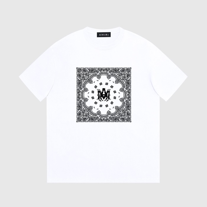 アミリメンズホワイトクルーネック半袖Tシャツr121