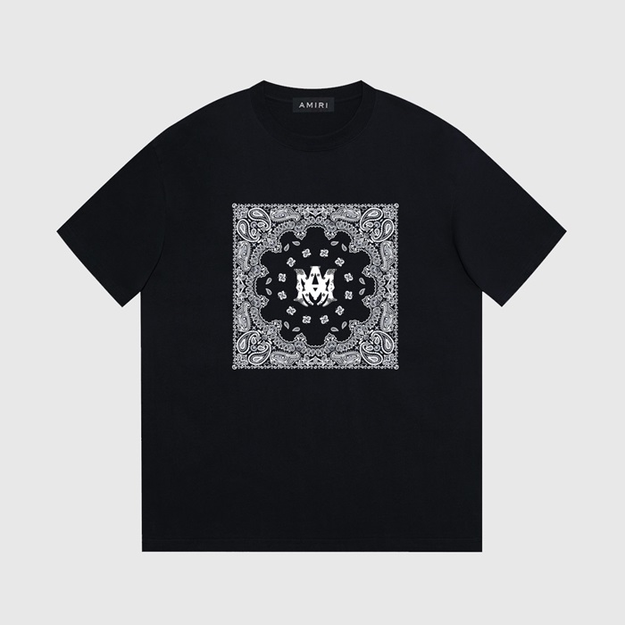 アミリメンズブラッククルーネック半袖Tシャツr122