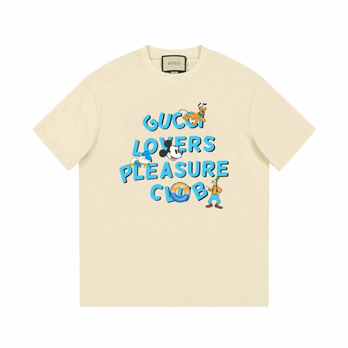 グッチユニセックスアイボリークルーネック半袖Tシャツu830