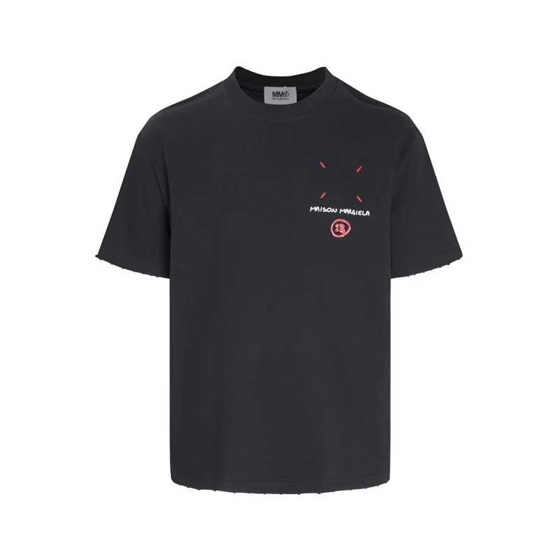 メゾンマルジェラユニセックスクルーネックブラック半袖Tシャツi199