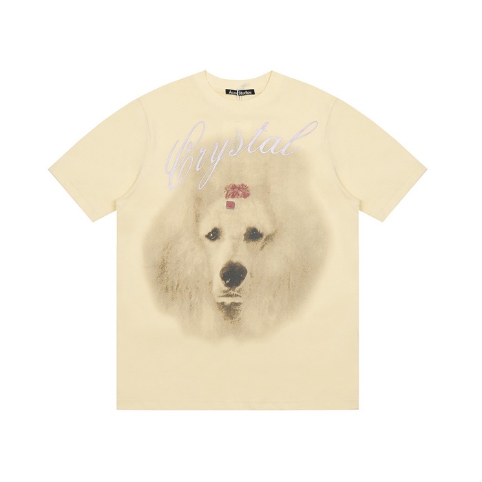 アクネストゥディオズユニセックスアイボリークルーネック半袖Tシャツe213