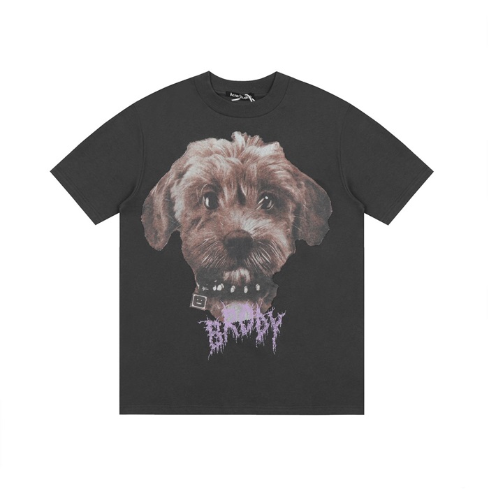 アクネストゥディオズユニセックスブラッククルーネック半袖Tシャツe214