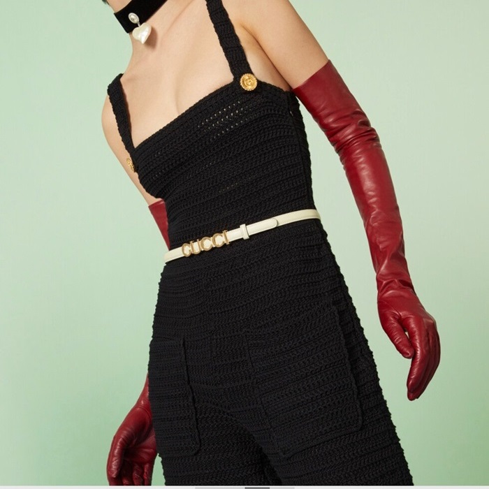 グッチレディースモダンホワイトベルトu847