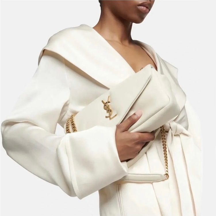 サンローランレディースホワイトショルダーバッグl406