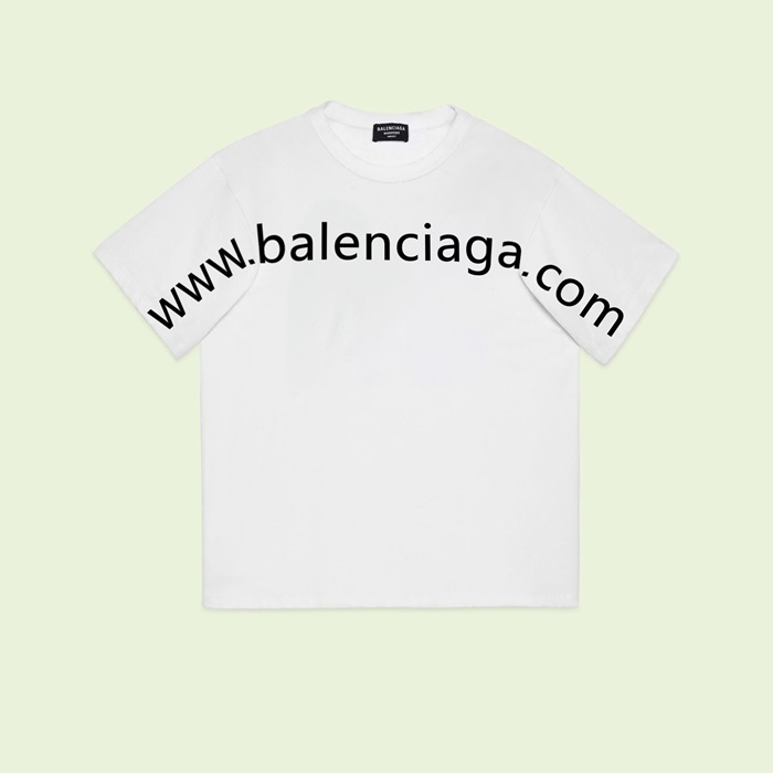 バレンシアガメンズホワイトクルーネック半袖Tシャツa515