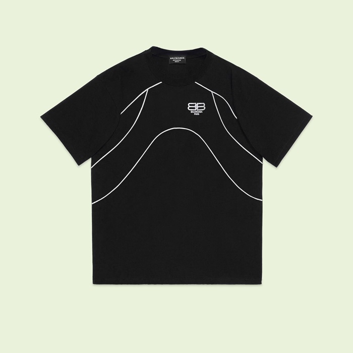 バレンシアガメンズブラッククルーネック半袖Tシャツa516