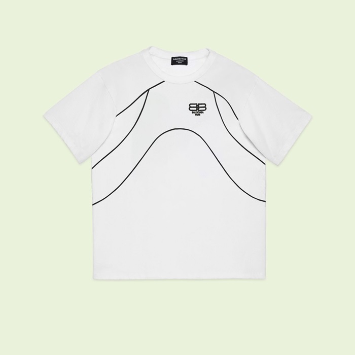 バレンシアガメンズホワイトクルーネック半袖Tシャツa517