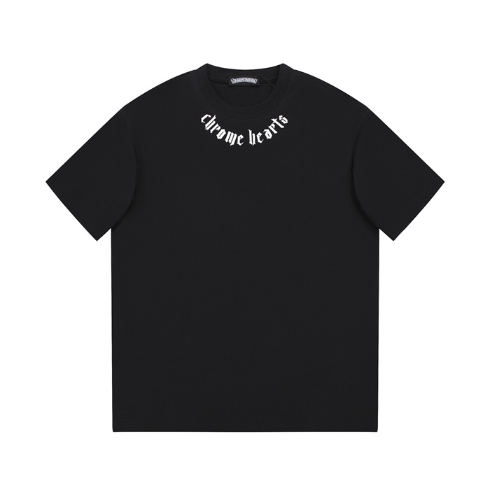 クロムハーツメンズブラッククルーネック半袖Tシャツh184