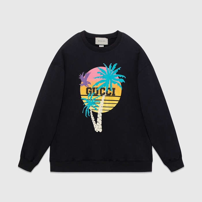 グッチメンズベーシックブラックスウェットシャツu871