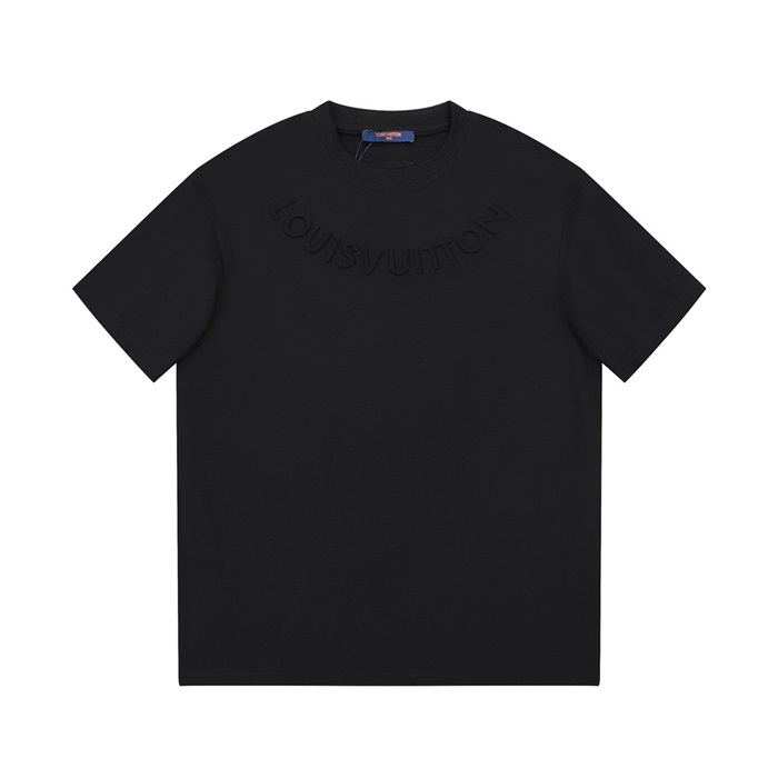 ルイヴィトンメンズクルーネックブラック半袖Tシャツv1592