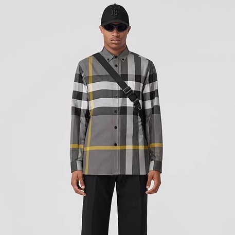 バーバリーメンズグレーシャツu221