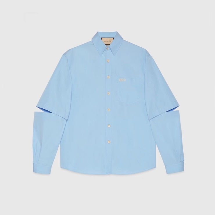 グッチメンズトレンディブルーシャツu877