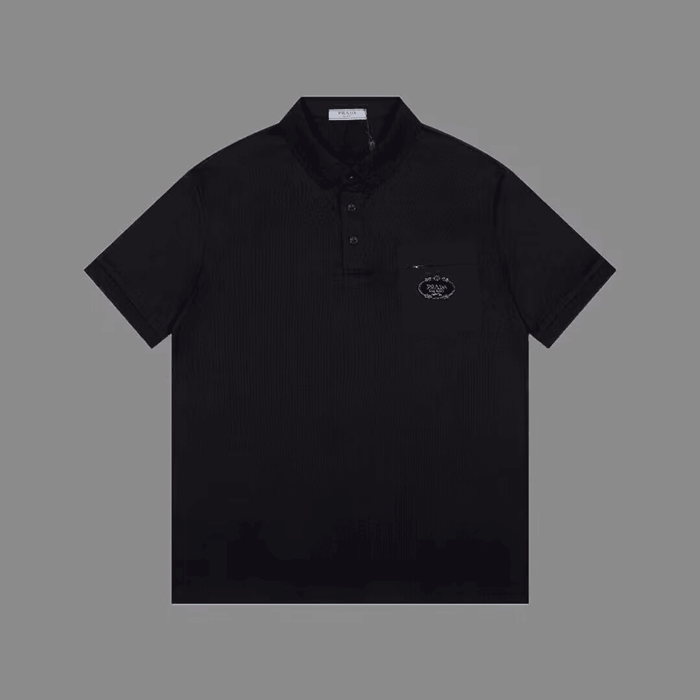 プラダメンズブラックポロ半袖Tシャツr628