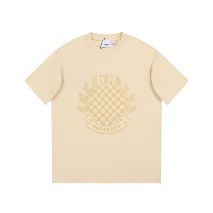 バーバリーメンズアイボリークルーネック半袖Tシャツu234