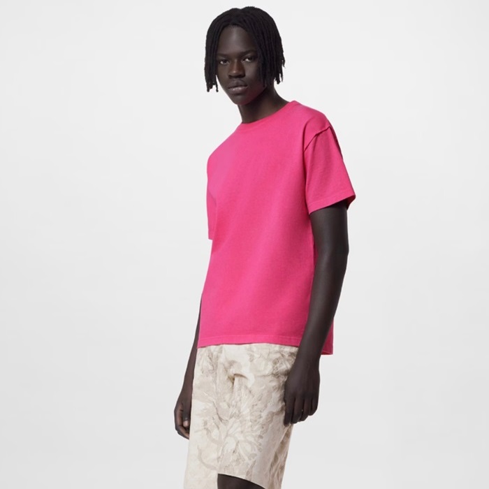 ルイヴィトンメンズクルーネックピンク半袖Tシャツv1617