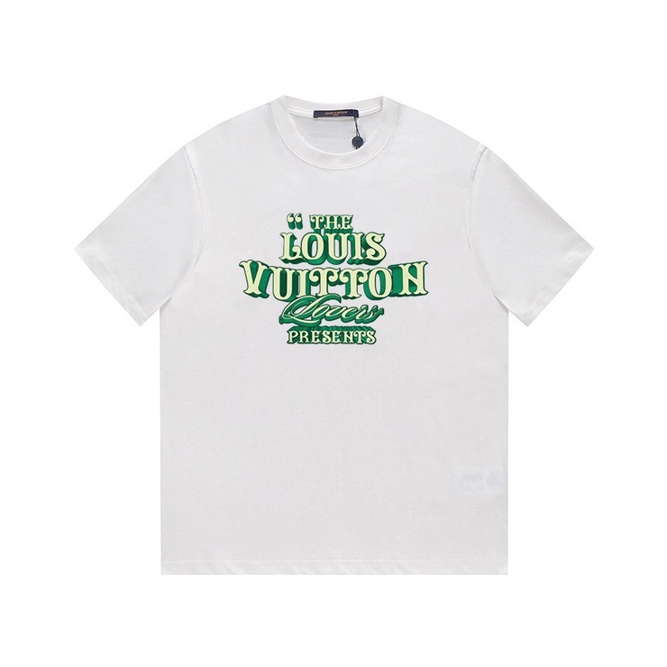 ルイヴィトンメンズクルーネックホワイト半袖Tシャツv1621