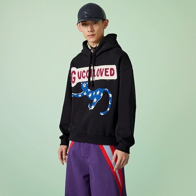 グッチユニセックストレンディブラックフーディu880