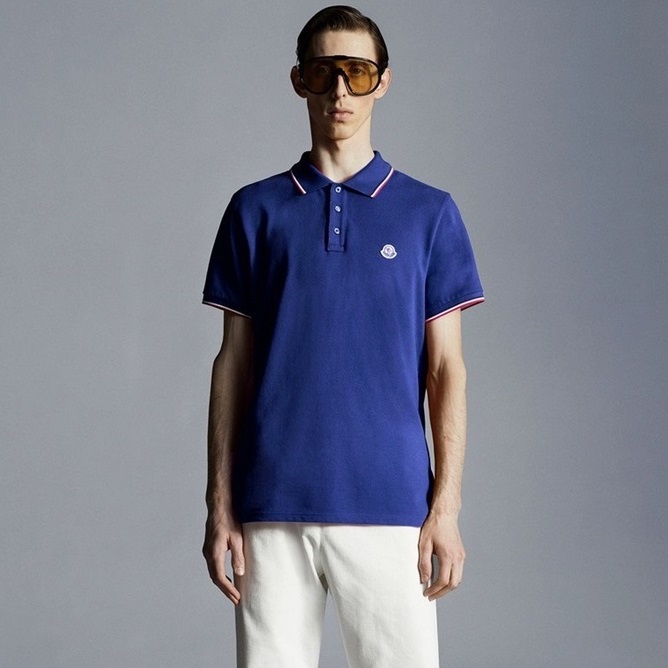 モンクレールメンズブルーポロ半袖Tシャツo149
