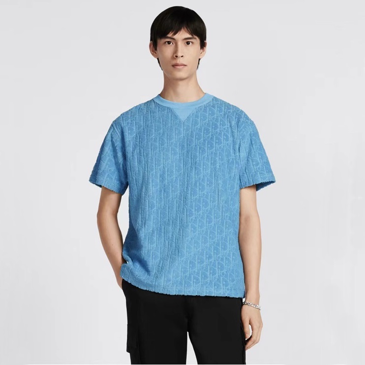 ディオールメンズブルークルーネック半袖Tシャツi585