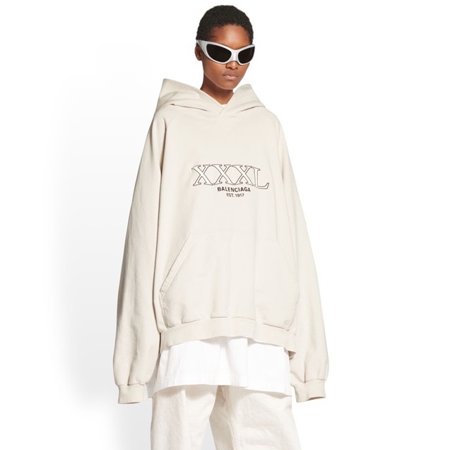 バレンシアガユニセックスグレージップアップフーディa532