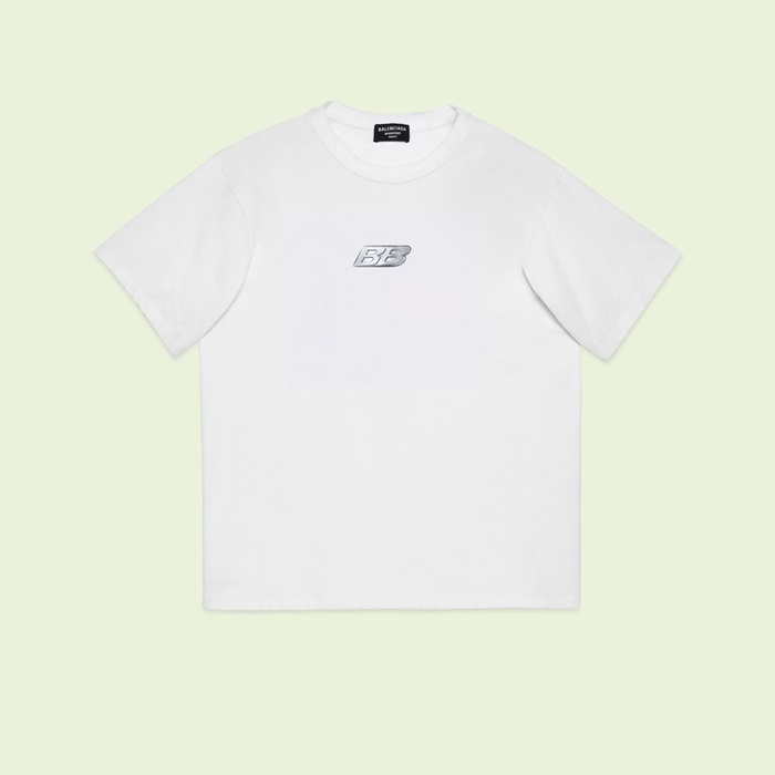 バレンシアガメンズホワイトクルーネック半袖Tシャツa534