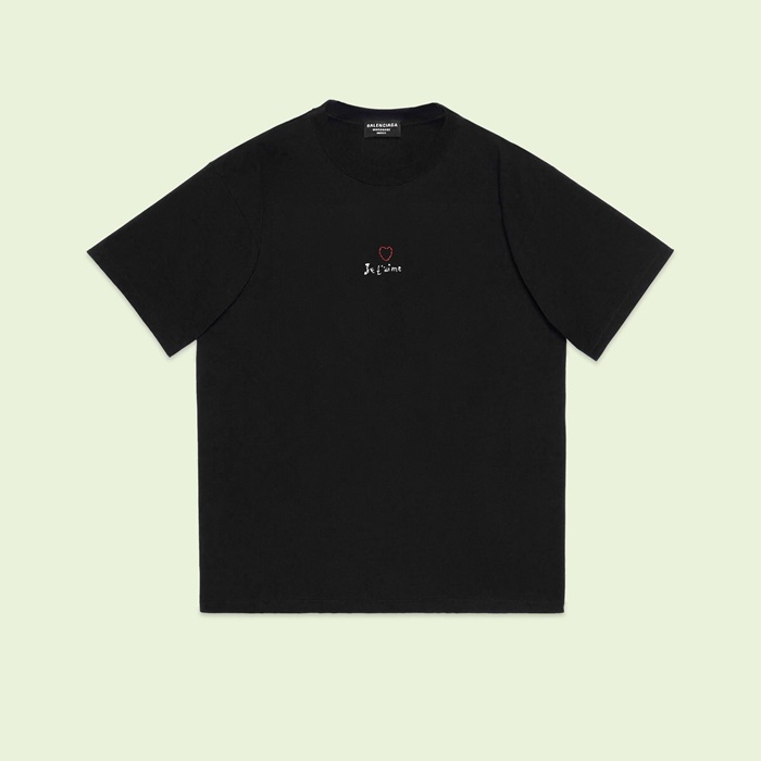 バレンシアガメンズブラッククルーネック半袖Tシャツa534