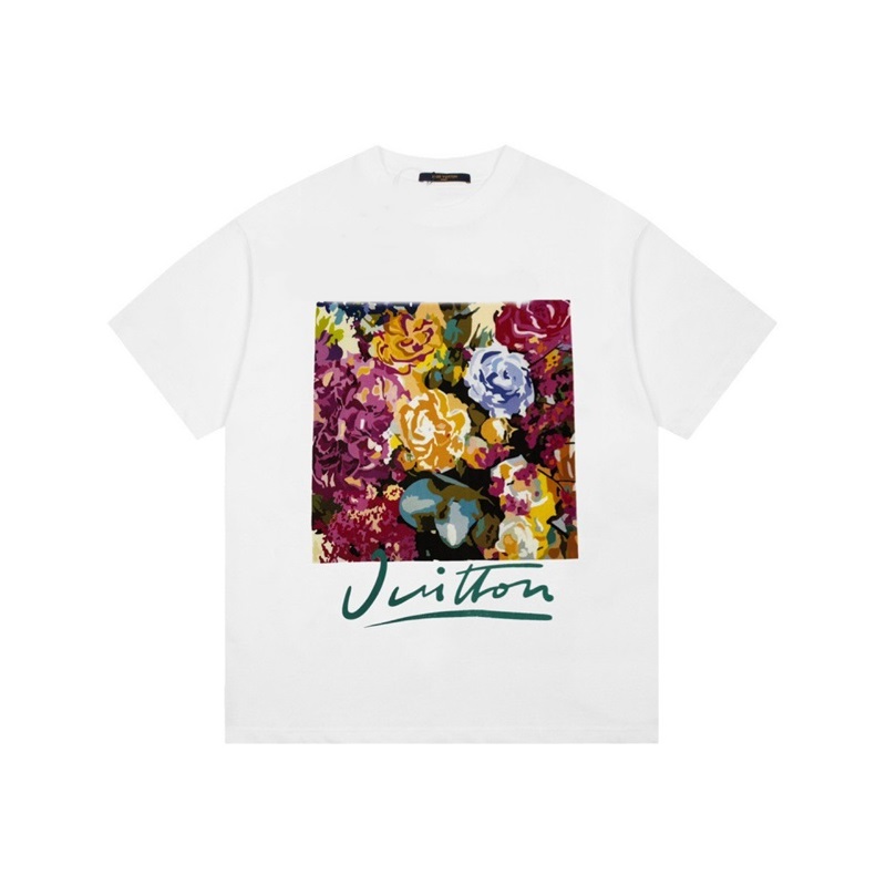 ルイヴィトンメンズクルーネックホワイト半袖Tシャツv1654