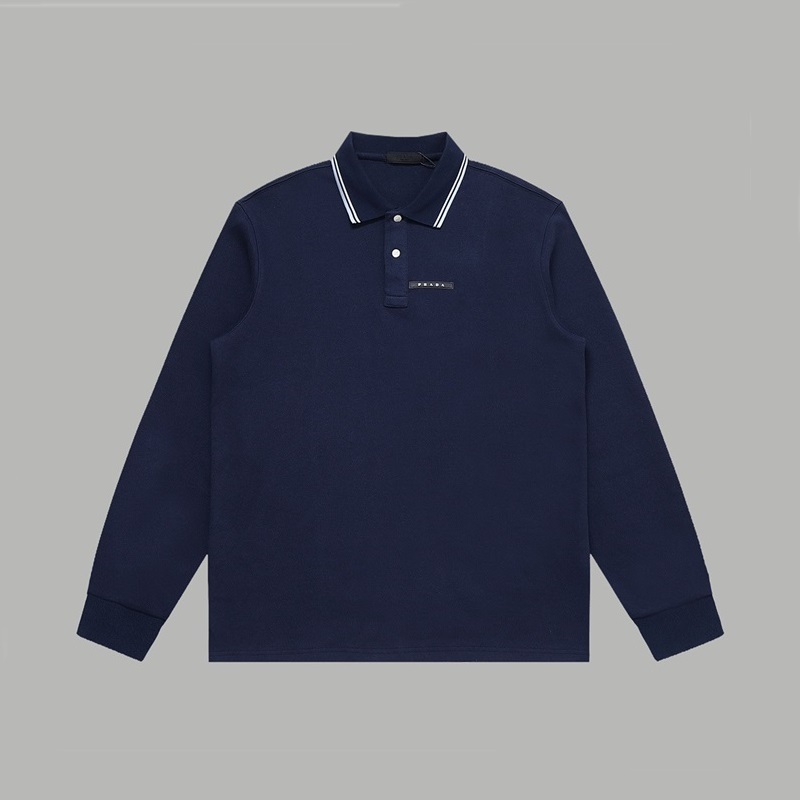 プラダメンズポロネイビースウェットシャツr647