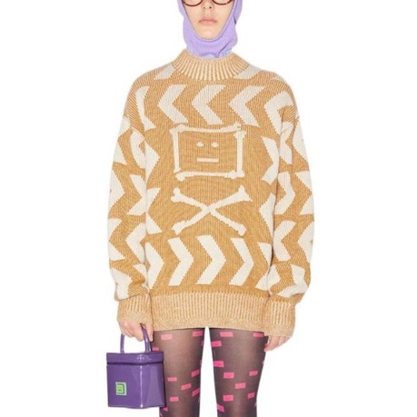 アクネストゥディオズユニセックスクルーネックイエローニットe217