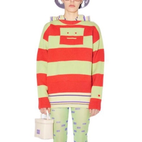 アクネストゥディオズユニセックスクルーネックレッドニットe220