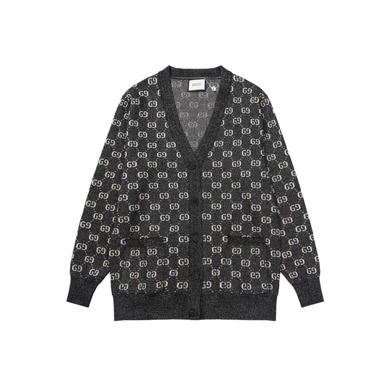 グッチメンズブラックネックカーディガンu904