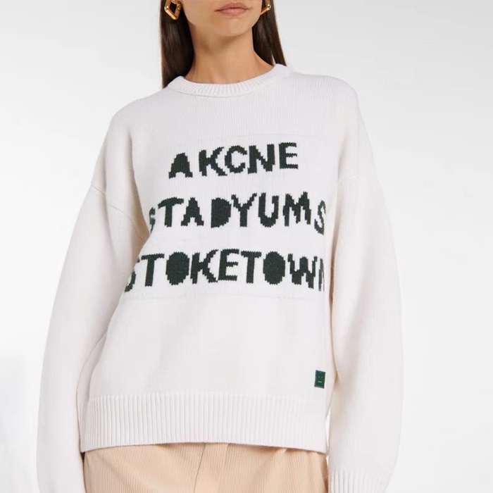 アクネストゥディオズユニセックスクルーネックホワイトニットe222