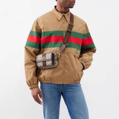 グッチメンズカーキジップアップジャケットu905