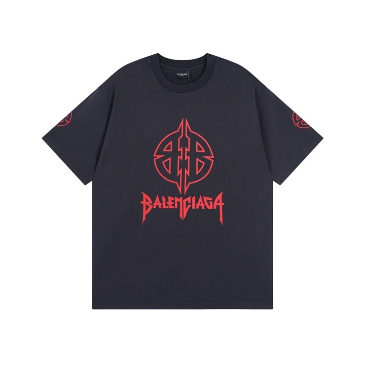 バレンシアガメンズブラッククルーネック半袖Tシャツa550