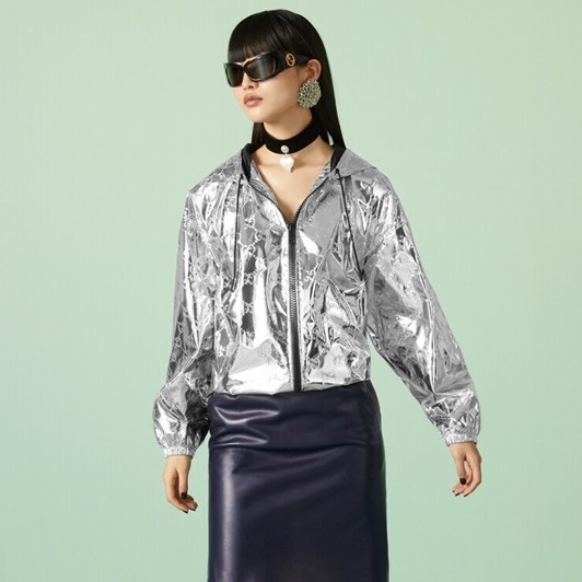 グッチユニセックスシルバージップアップジャケットu907